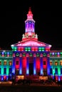Denver City and County Building illuminated at night, Colorado. Royalty Free Stock Photo