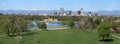 Denver and City Park with Rocky Mountains Royalty Free Stock Photo