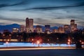 Denver city skyline at night Royalty Free Stock Photo