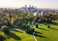 Denver cityscape aerial view from the city park Royalty Free Stock Photo