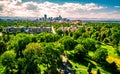 Gorgeous Evening Cityscape at Denver Colorado with aerial drone views above trees