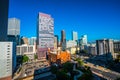 Denver Colorado Skyline blue sky and skyscrapers Royalty Free Stock Photo