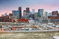 Denver Colorado downtown skyline at sunset Royalty Free Stock Photo