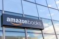 Amazon Books physical retail location building sign on the bookstore glass faÃÂ§ade Royalty Free Stock Photo