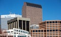 Denver modern skyline seen from the Civic Center Park on a sunny day Royalty Free Stock Photo