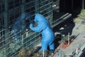 DENVER, COLORADO/USA - OCTOBER 22, 2019: The 40-foot-high sculpture of the Blue Bear at Colorado Convention Center in Denver.
