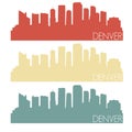 Denver Colorado USA Skyline Silhouette City Stamp Vector Color Vintage Set Logo Clip Art Illustration. Royalty Free Stock Photo