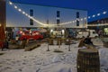 Night snowy view of the beauitful graffiti of RiNo Art District