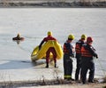 Denver Firmen trainig for ice water rescue.