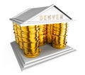 Denver Luxury Homes Coins Illustrates Modern Expensive Property In Colorado - 3d Illustration