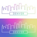 Denver skyline. Colorful linear style.