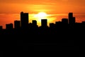 Denver skyline at sunset Royalty Free Stock Photo