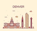 Denver skyline trendy vector illustration linear