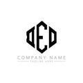 DEO letter logo design with polygon shape. DEO polygon and cube shape logo design. DEO hexagon vector logo template white and Royalty Free Stock Photo