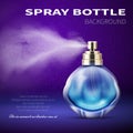 Deodorant bottle with translucent water spray mist. Product promotional vector background