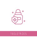 Deodorant Roll On Outline Icon. Roller deodorant icon. Linear logo of roll on bottle. pink simple illustration