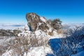 Deogyusan mountains is covered by morning fog in winter, Korea. Royalty Free Stock Photo
