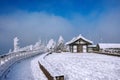 Deogyusan mountains is covered by snow and morning fog in winter Royalty Free Stock Photo