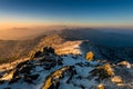 Deogyusan mountains at sunrise in winter, South Korea Royalty Free Stock Photo