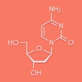 Deoxycytidine dC nucleoside molecule. DNA building block. Skeletal formula. Royalty Free Stock Photo