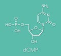 Deoxycytidine monophosphate dCMP nucleotide molecule. DNA building block. Skeletal formula.