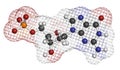 Deoxyguanosine monophosphate (dGMP) nucleotide molecule. DNA building block. Atoms are represented as spheres with conventional Royalty Free Stock Photo