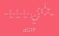 Deoxyguanosine triphosphate dGTP nucleotide molecule. DNA building block. Skeletal formula.