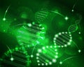 Deoxyribonucleic acid DNA cosmos green sky