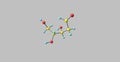 Deoxyribose molecular structure isolated on grey