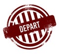 depart - red round grunge button, stamp