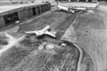 Departing flight from runway, aerial view Royalty Free Stock Photo