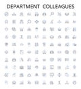 Department colleagues outline icons collection. Co-workers, Peers, Colleagues, Compatriots, Staff, Teammates, Associates