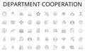 Department cooperation line icons collection. Assembly, Compnts, Circuitry, Innovations, Innovation, Efficiency