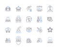 Department cooperation outline icons collection. Coordination, Partnership, Joint, Alliance, Linkage, Unison, Alignment