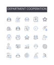 Department cooperation line icons collection. Spice, Savory, Umami, Tangy, Sweet, Aromatic, Exotic vector and linear