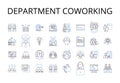 Department coworking line icons collection. Business collaboration, Workplace collaboration, Joint venture, Shared