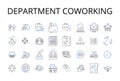Department coworking line icons collection. Business collaboration, Workplace collaboration, Joint venture, Shared