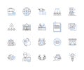 Department coworking outline icons collection. Deputy, Cowork, Counterpart, Collaborative, Groupwork, Division