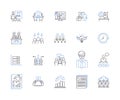 Department coworking outline icons collection. Deputy, Cowork, Counterpart, Collaborative, Groupwork, Division