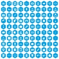 100 department icons set blue