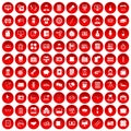 100 department icons set red