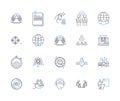 IT department line icons collection. Troubleshooting, Nerking, Cybersecurity, Programming, Hardware, Software, Database