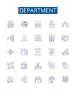 Department line icons signs set. Design collection of Division, Bureau, Office, Section, Unit, Directorate, Agency