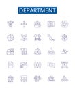 Department line icons signs set. Design collection of Division, Bureau, Office, Section, Unit, Directorate, Agency