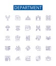 Department line icons signs set. Design collection of Division, Bureau, Office, Section, Unit, Directorate, Agency