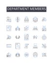 Department members line icons collection. Online, Shopping, Market, Digital, Retail, Mobile, Platform vector and linear