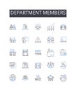 Department members line icons collection. Team players, Staff members, Group associates, Crew members, Unit personnel