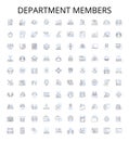 Department members outline icons collection. Staff, personnel, associates, employees, members, workers, colleagues