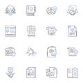 IT department line icons collection. Technology, Software, Nerk, Hardware, Database, Security, Cloud vector and linear