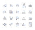 Department teamwork outline icons collection. Teamwork, Department, Collaboration, Cooperation, Groupwork, Syndication